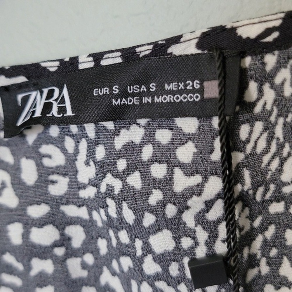 ZARA NWT Romantic Feminine Small Animal Print Long Sleeve Button Down Mini Dress - Picture 4 of 12